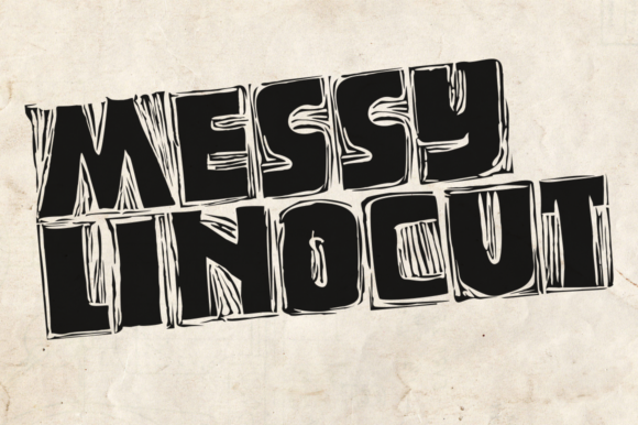 Messy Linocut: A Bold Display Font for Crafters and Brands